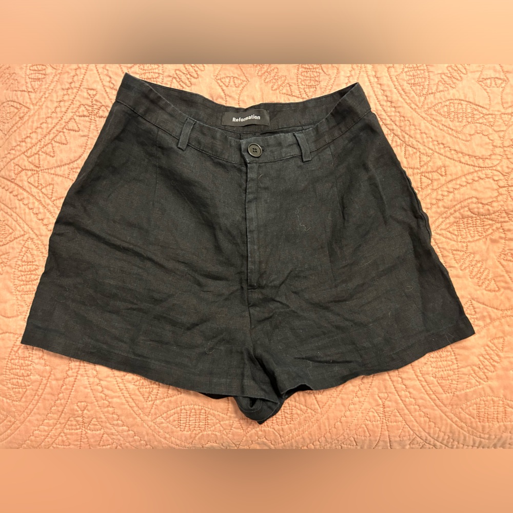 Reformation black linen short